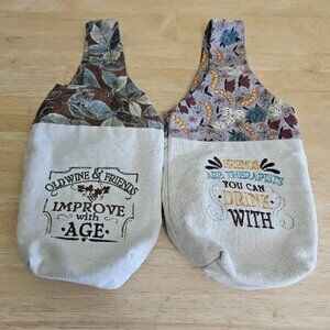 Decorative Wine Tote Bag Set With Funny Quotes